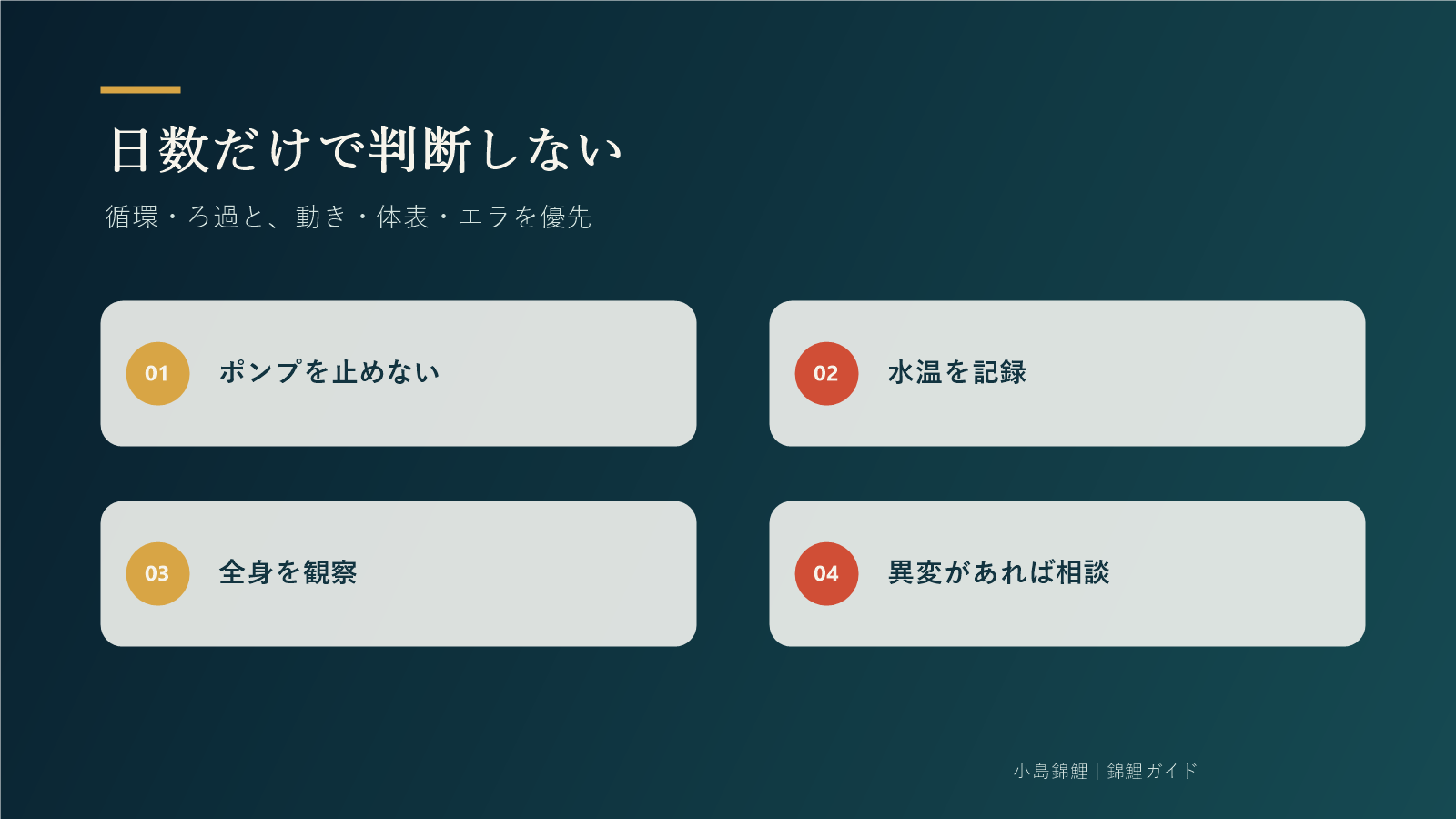 餌を食べない日数以外に優先する確認点