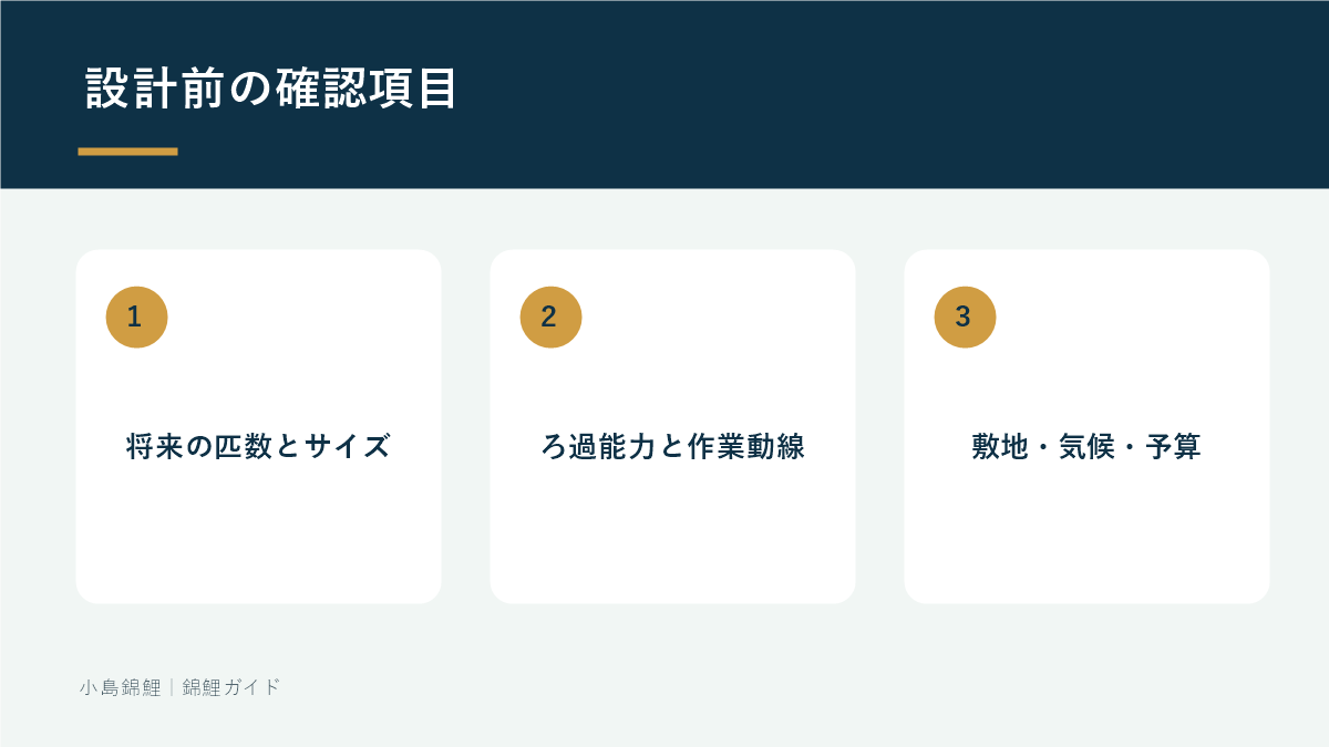 池の設計前に確認する項目