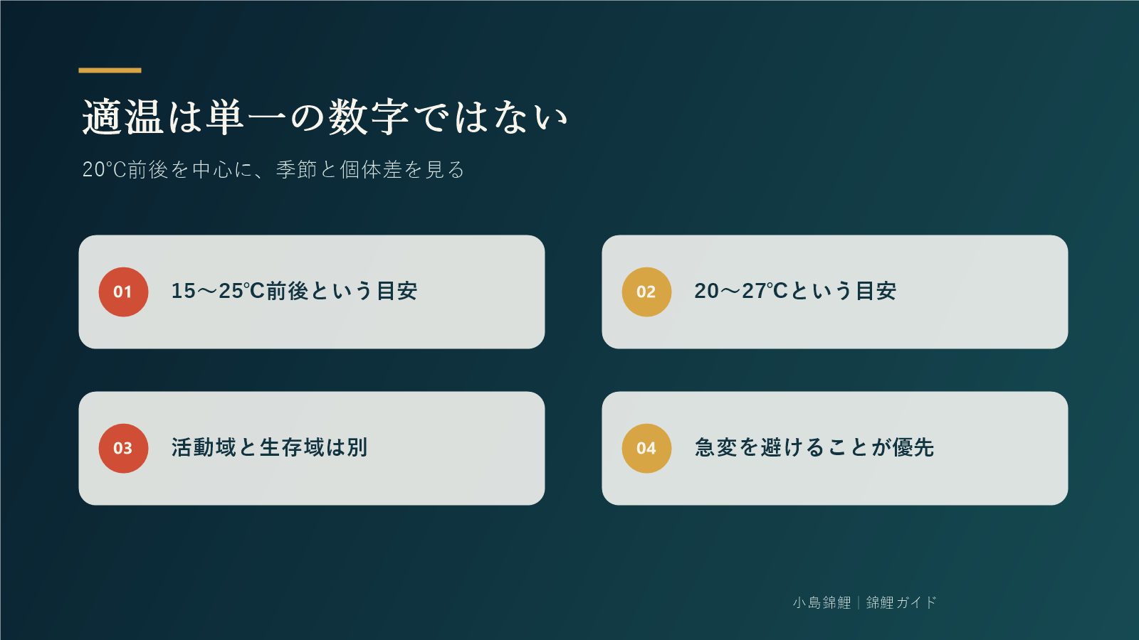 錦鯉の適温を単一の数字で決めない考え方