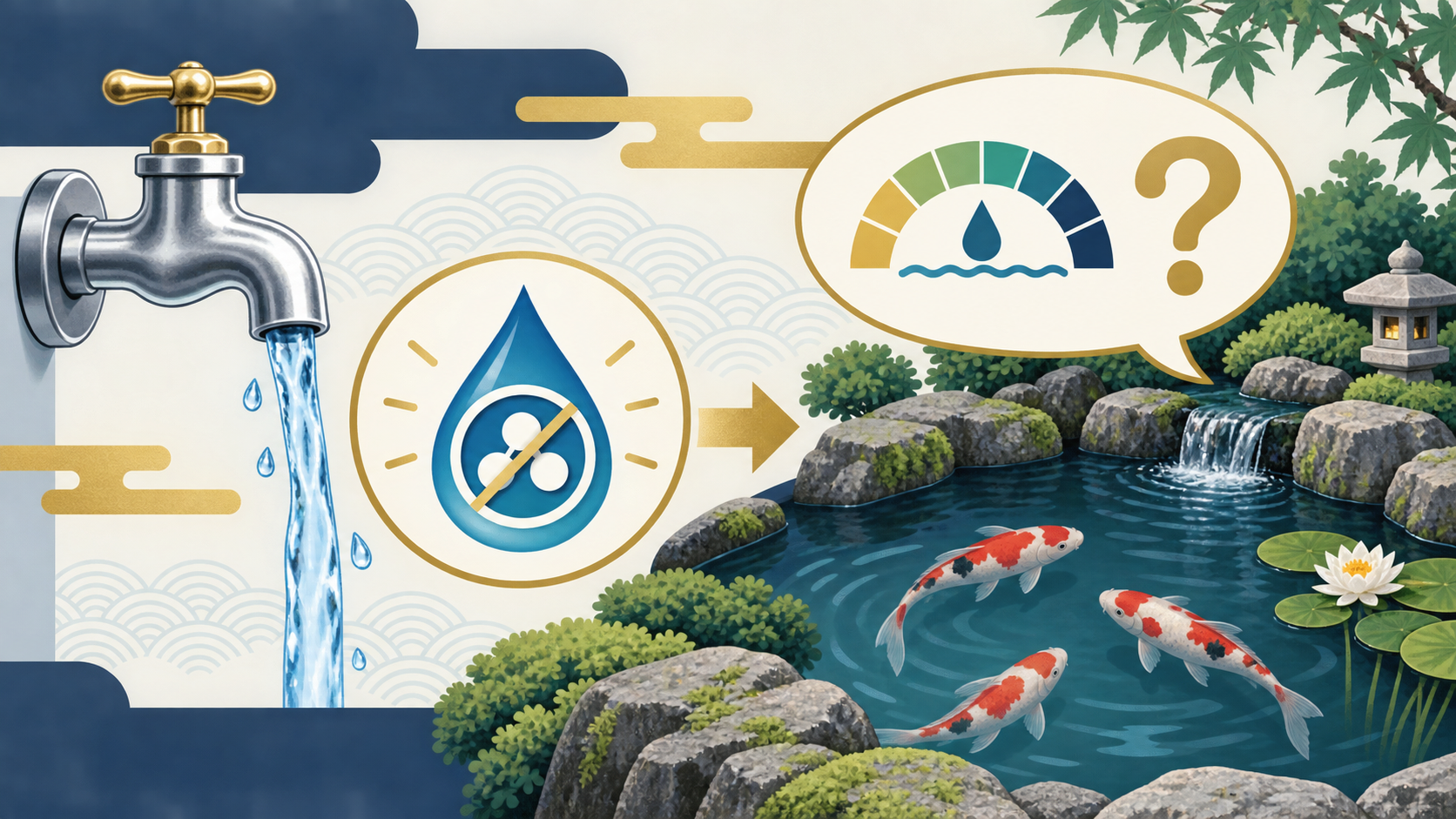 水道水の中和とpH確認を示す図